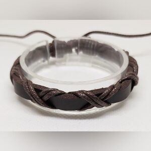 Men's leather bracelet braided brown new‎ e68